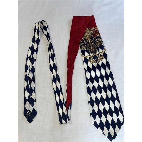 Fratelli Moda Italy Dress Tie Size 58" Multicolor Argyle 100% Silk Designer - Picture 1 of 12